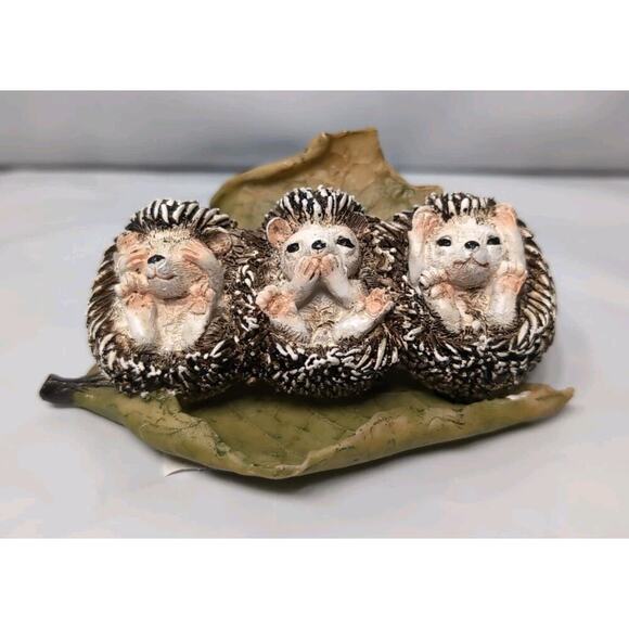 Top Collection Other - Top Collection Miniature Fairy Garden Terrarium 3 No Evil Baby Hedgehogs...